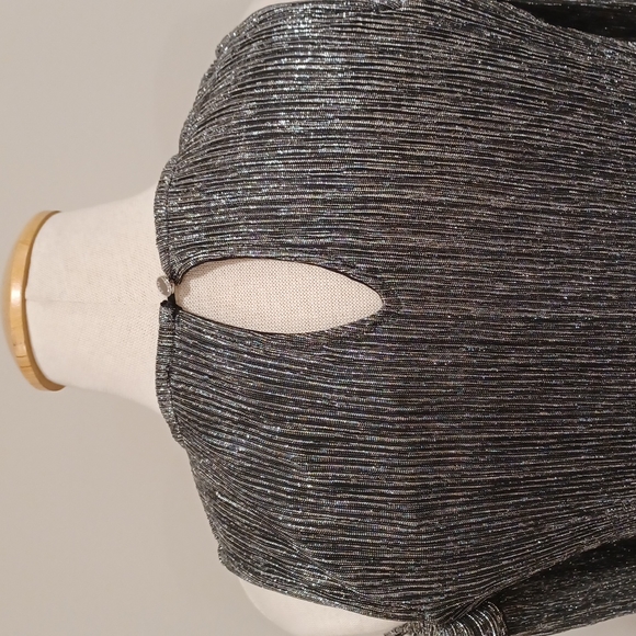 Anne Klein Metallic Cold Shoulder Ruffled Stretch Top NEW - Picture 7 of 10